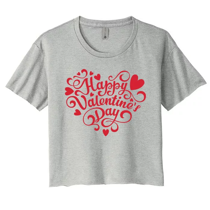 Happy Valentines Day Shaped Heart Women's Crop Top Tee