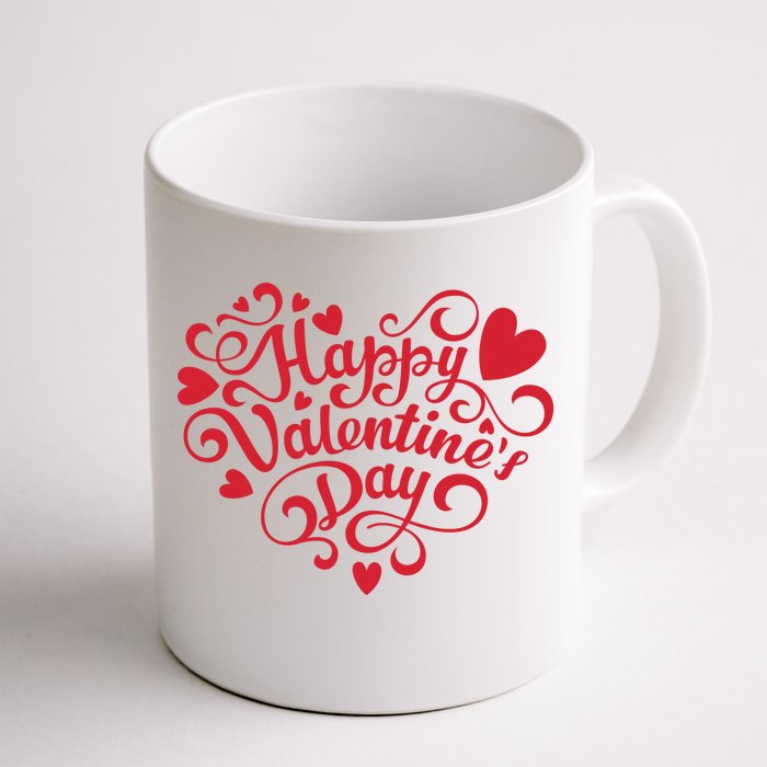 Happy Valentines Day Shaped Heart Front & Back Coffee Mug