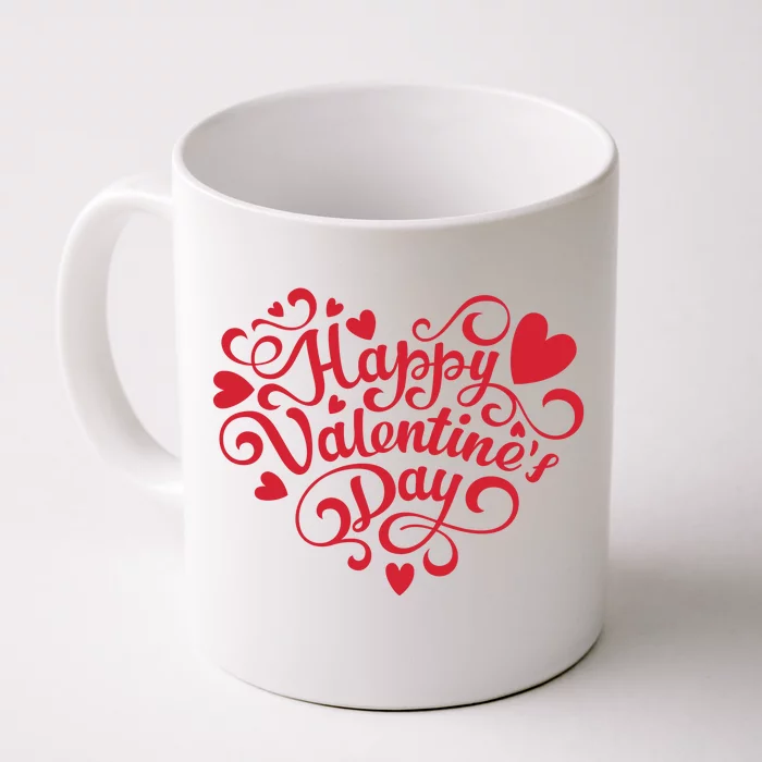 Happy Valentines Day Shaped Heart Front & Back Coffee Mug