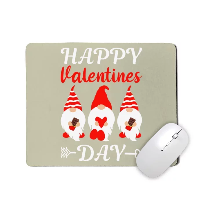 Happy Valentines Day Gnomes Heart Chocolate Bar Eating Mousepad