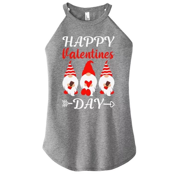 Happy Valentines Day Gnomes Heart Chocolate Bar Eating Women’s Perfect Tri Rocker Tank