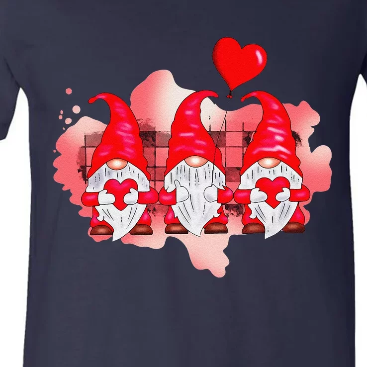 Happy Valentines Day Gnomes Heart Valentine Day Gift V-Neck T-Shirt