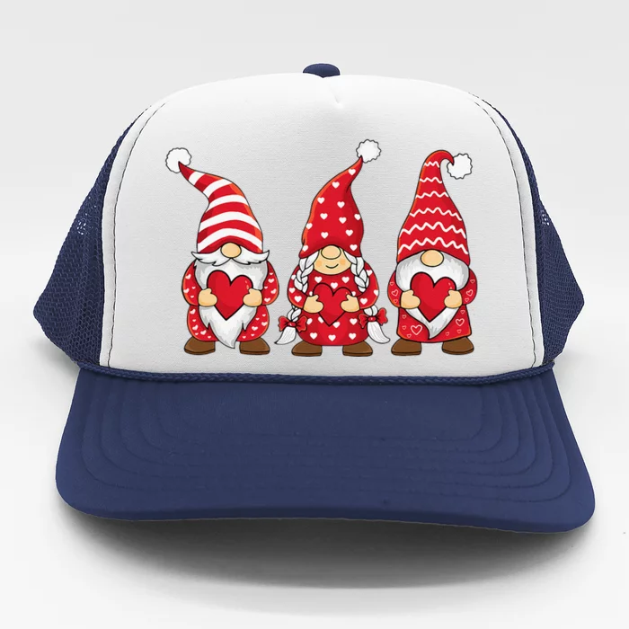 Happy Valentines Day Gnomes Love Heart For Women Couples Cute Trucker Hat