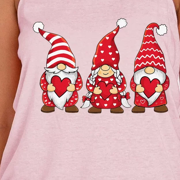 Happy Valentines Day Gnomes Love Heart For Women Couples Cute Women's Knotted Racerback Tank