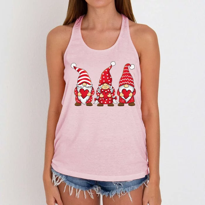 Happy Valentines Day Gnomes Love Heart For Women Couples Cute Women's Knotted Racerback Tank