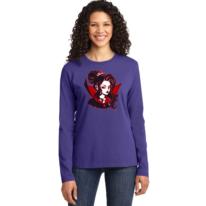 Halloween Dracula Vampire Princess Ladies Long Sleeve Shirt