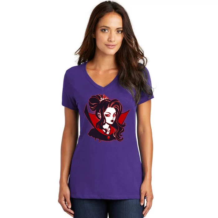 Halloween Dracula Vampire Princess Women's V-Neck T-Shirt