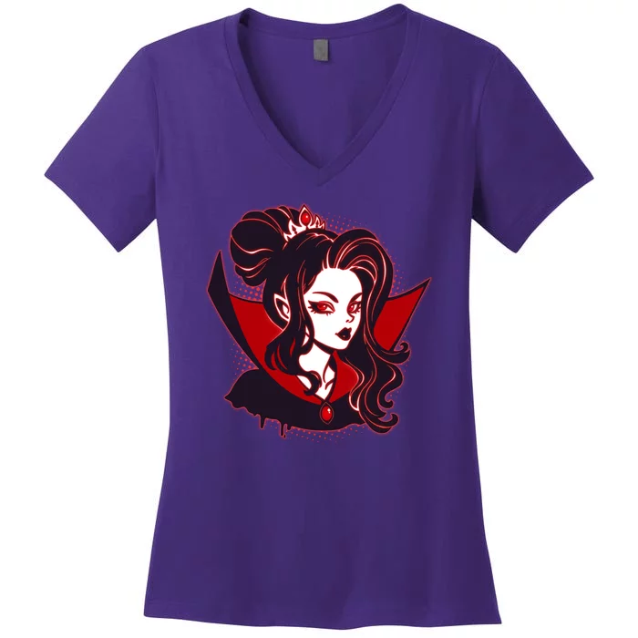 Halloween Dracula Vampire Princess Women's V-Neck T-Shirt