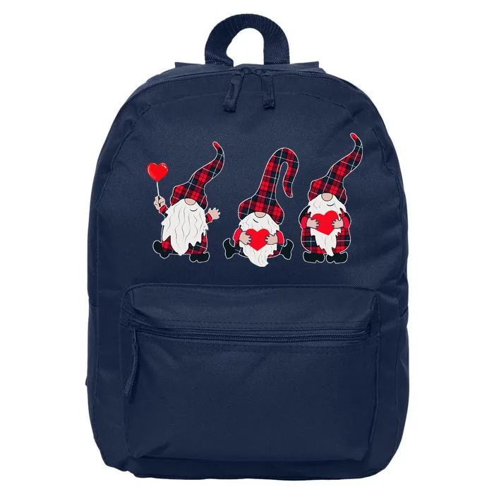 Happy Valentines Day Gnomes Plaid Buffalo Heart Gnome Lover 16 in Basic Backpack