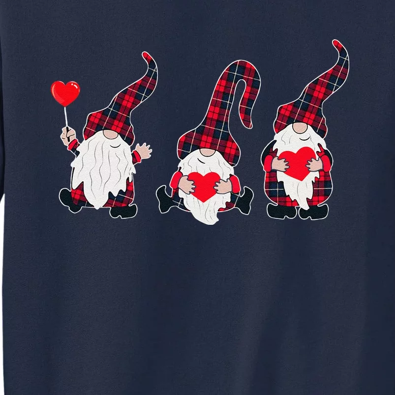 Happy Valentines Day Gnomes Plaid Buffalo Heart Gnome Lover Tall Sweatshirt