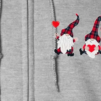 Happy Valentines Day Gnomes Plaid Buffalo Heart Gnome Lover Full Zip Hoodie