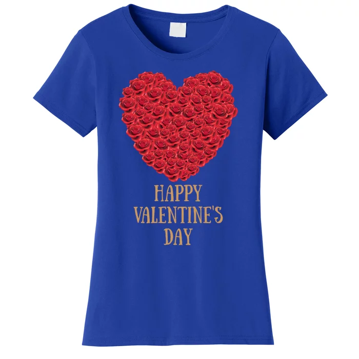 Happy Valentines Day Flowers Rose Heart Gift Women's T-Shirt