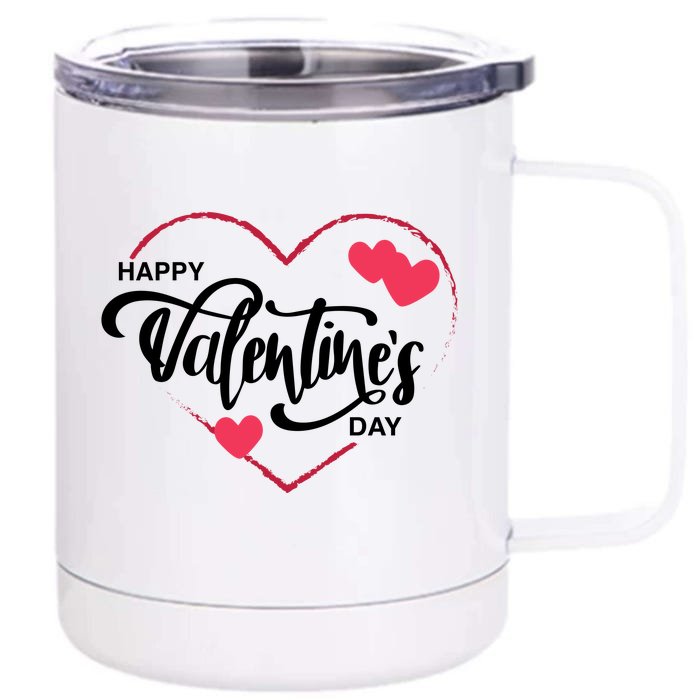 Happy Valentines Day Heart Cute Gift Front & Back 12oz Stainless Steel Tumbler Cup