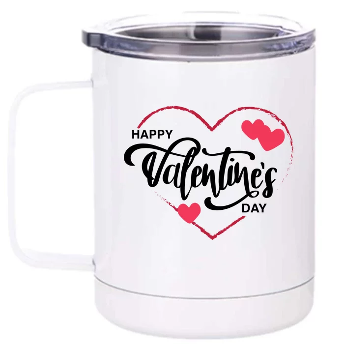 Happy Valentines Day Heart Cute Gift Front & Back 12oz Stainless Steel Tumbler Cup