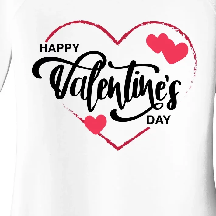 Happy Valentines Day Heart Cute Gift Women's Perfect Tri Tunic Long Sleeve Shirt