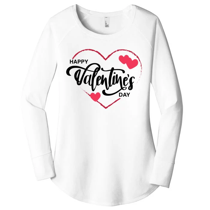 Happy Valentines Day Heart Cute Gift Women's Perfect Tri Tunic Long Sleeve Shirt