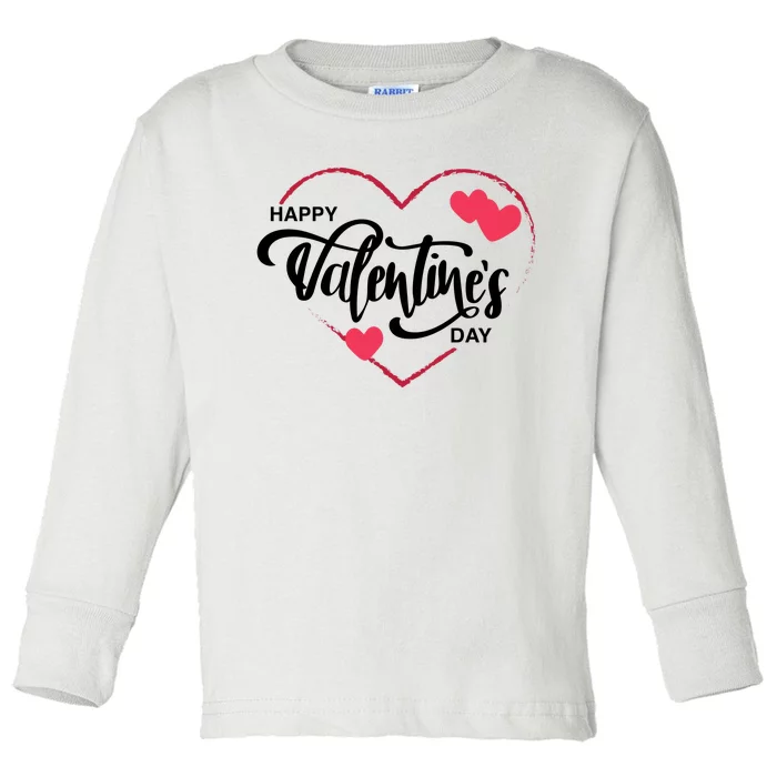 Happy Valentines Day Heart Cute Gift Toddler Long Sleeve Shirt