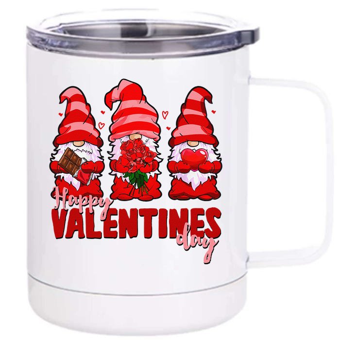 Happy Valentines Day Gnomes With Heart Funny Front & Back 12oz Stainless Steel Tumbler Cup