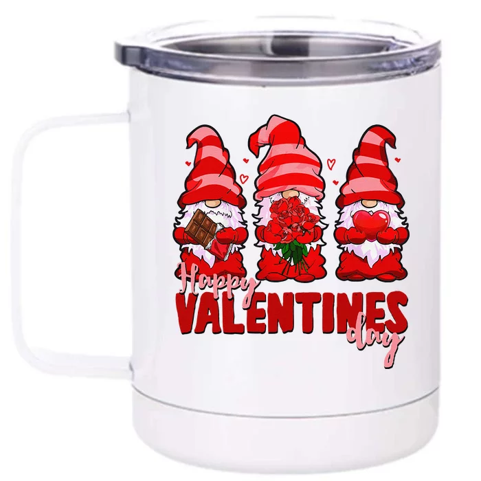 Happy Valentines Day Gnomes With Heart Funny Front & Back 12oz Stainless Steel Tumbler Cup