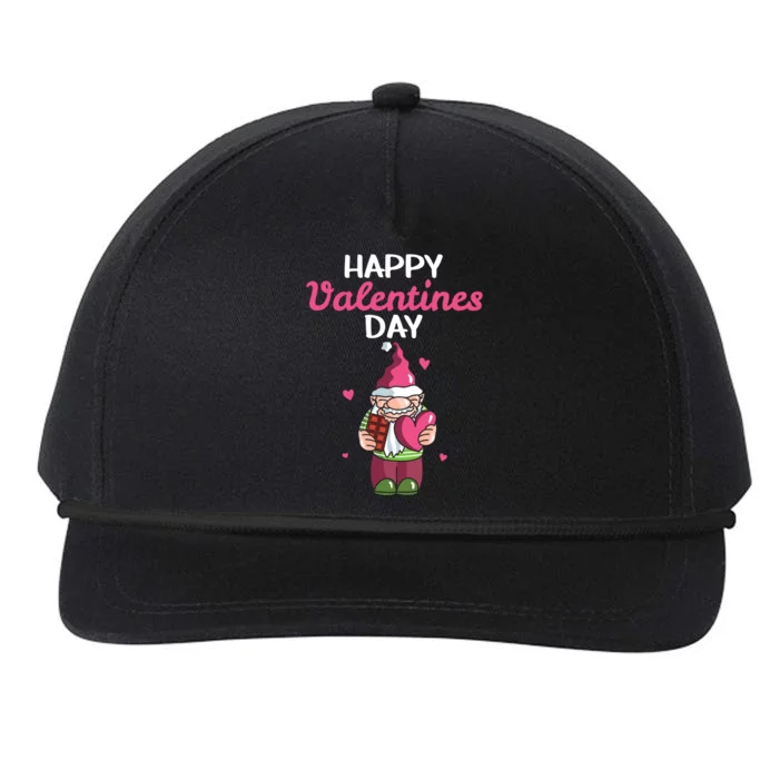 Happy Valentines Day Gnomes Heart Chocolate Bar Eating Gift Snapback Five-Panel Rope Hat