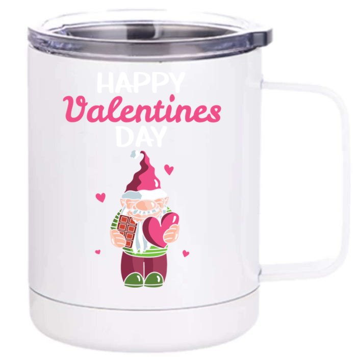 Happy Valentines Day Gnomes Heart Chocolate Bar Eating Gift Front & Back 12oz Stainless Steel Tumbler Cup