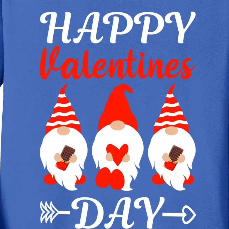 Happy Valentines Day Gnomes Heart Chocolate Bar Eating Gift Kids Long Sleeve Shirt