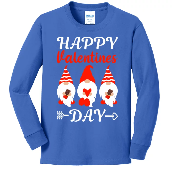 Happy Valentines Day Gnomes Heart Chocolate Bar Eating Gift Kids Long Sleeve Shirt