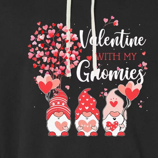 Happy Valentines Day Gnomes With Heart Sunflower Valentine Garment-Dyed Fleece Hoodie