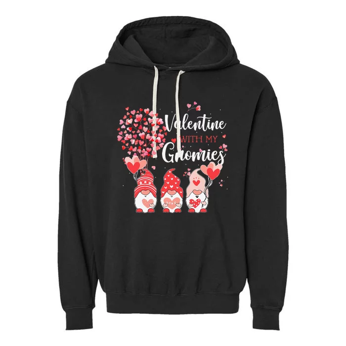 Happy Valentines Day Gnomes With Heart Sunflower Valentine Garment-Dyed Fleece Hoodie