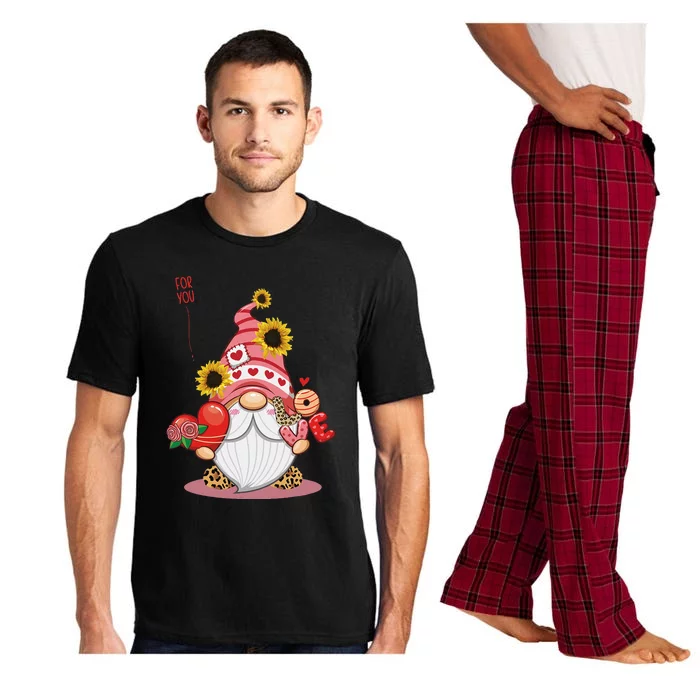 Happy Valentines Day Gnomes With Leopard Sunflower Pajama Set