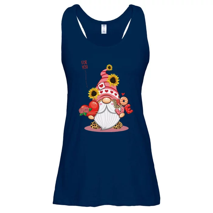 Happy Valentines Day Gnomes With Leopard Sunflower Ladies Essential Flowy Tank