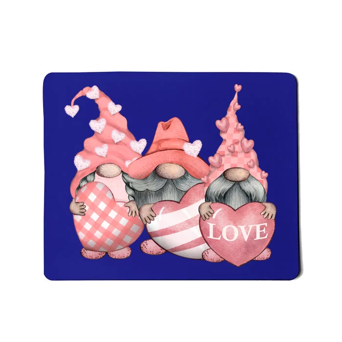 Happy Valentines Day Tomte Three Pink Hearts Garden Gnomes Gift Mousepad