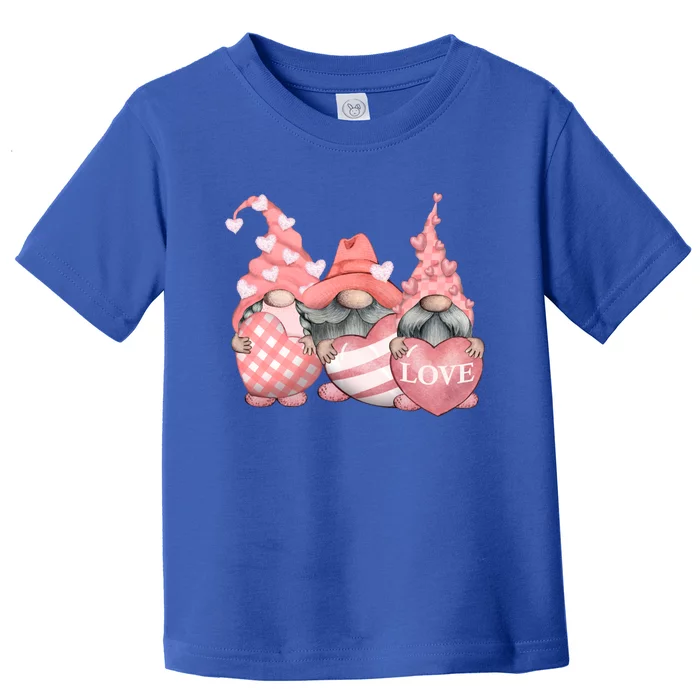 Happy Valentines Day Tomte Three Pink Hearts Garden Gnomes Gift Toddler T-Shirt