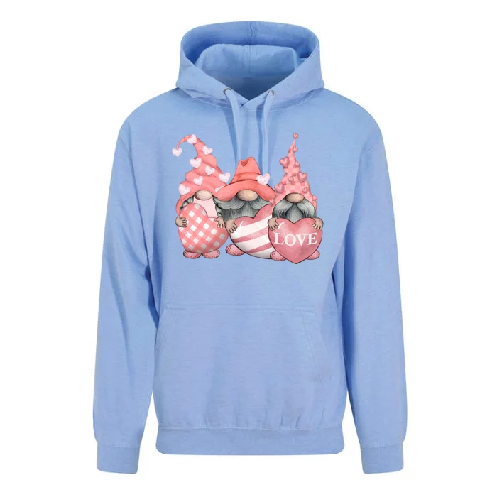 Happy Valentines Day Tomte Three Pink Hearts Garden Gnomes Gift Unisex Surf Hoodie