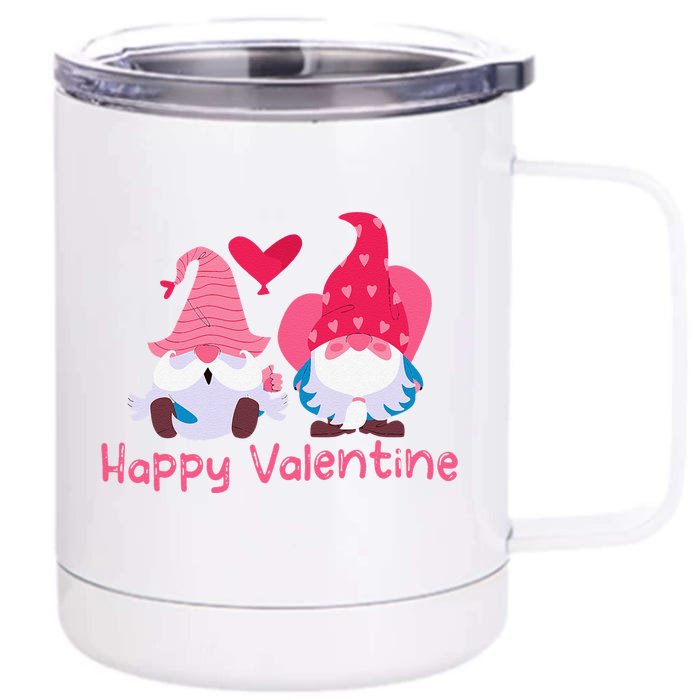 Happy Valentines Day Gnomes With Heart Valentine Front & Back 12oz Stainless Steel Tumbler Cup