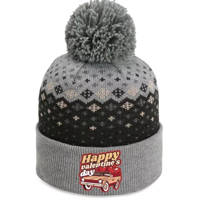 Happy Valentine's Day Vintage Car The Baniff Cuffed Pom Beanie