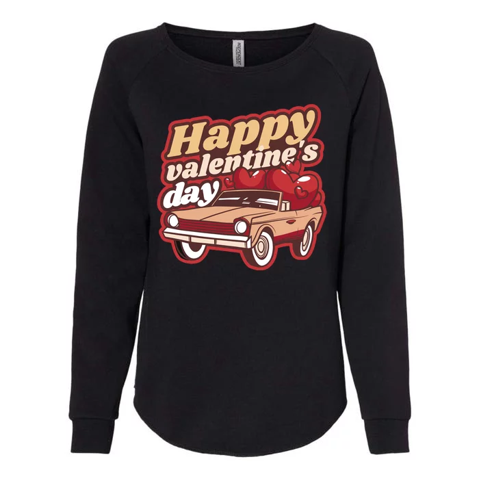 Happy Valentine's Day Vintage Car Womens California Wash Sweatshirt