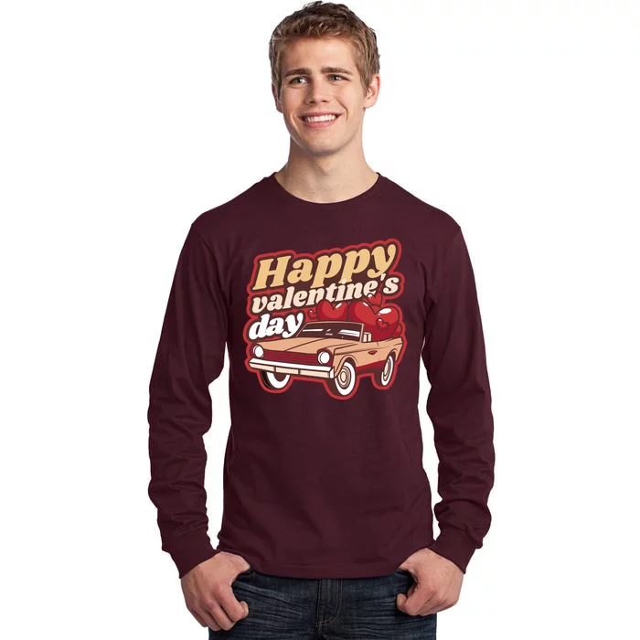 Happy Valentine's Day Vintage Car Tall Long Sleeve T-Shirt