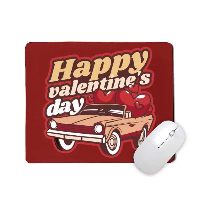 Happy Valentine's Day Vintage Car Mousepad