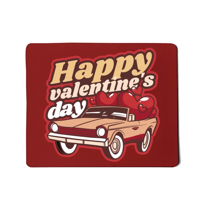 Happy Valentine's Day Vintage Car Mousepad