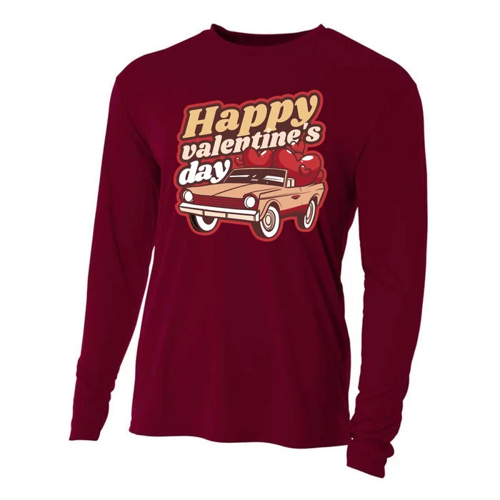 Happy Valentine's Day Vintage Car Cooling Performance Long Sleeve Crew