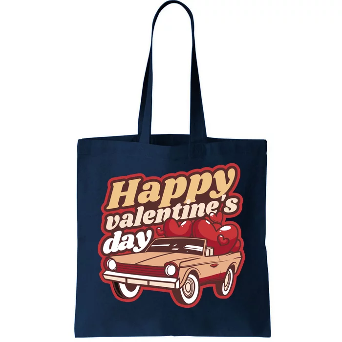 Happy Valentine's Day Vintage Car Tote Bag