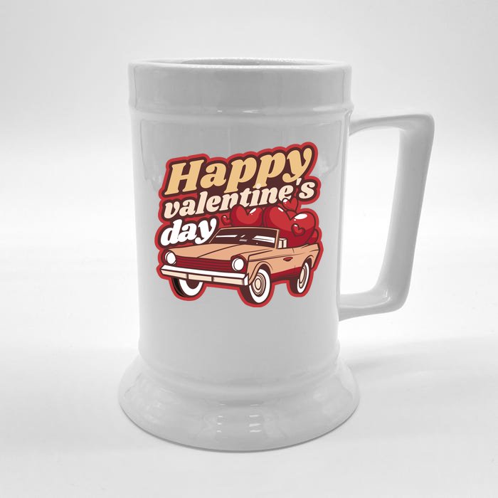 Happy Valentine's Day Vintage Car Front & Back Beer Stein