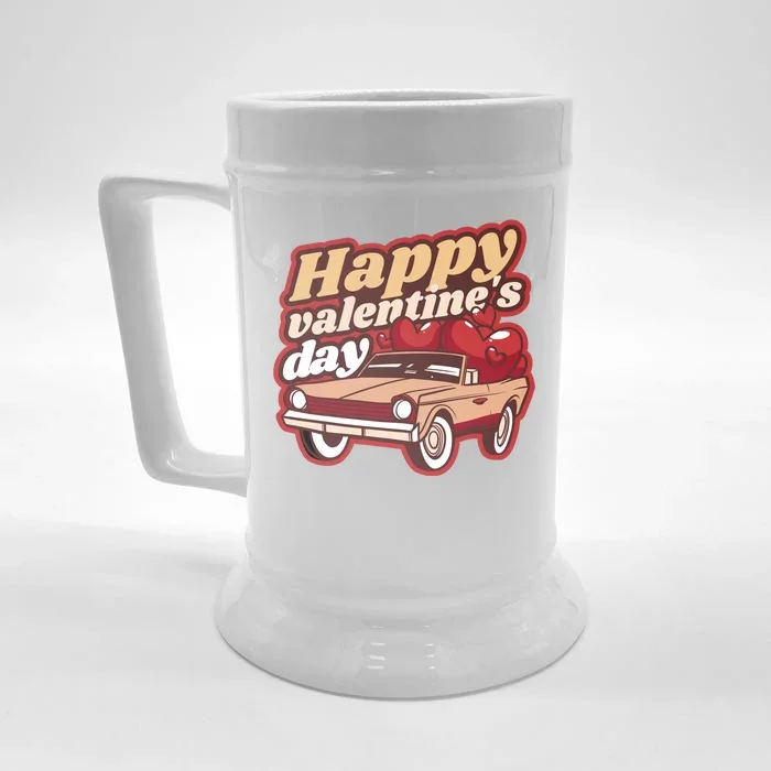 Happy Valentine's Day Vintage Car Front & Back Beer Stein