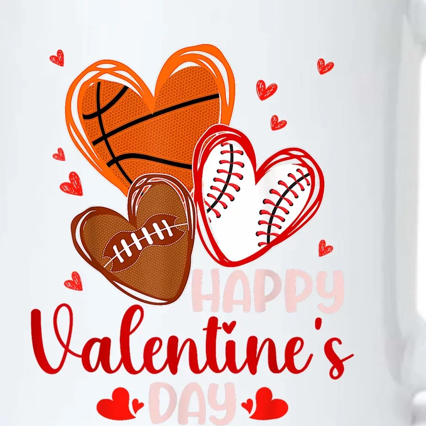 Happy Valentines Day Basketball Baseball Football Black Color Changing Mug