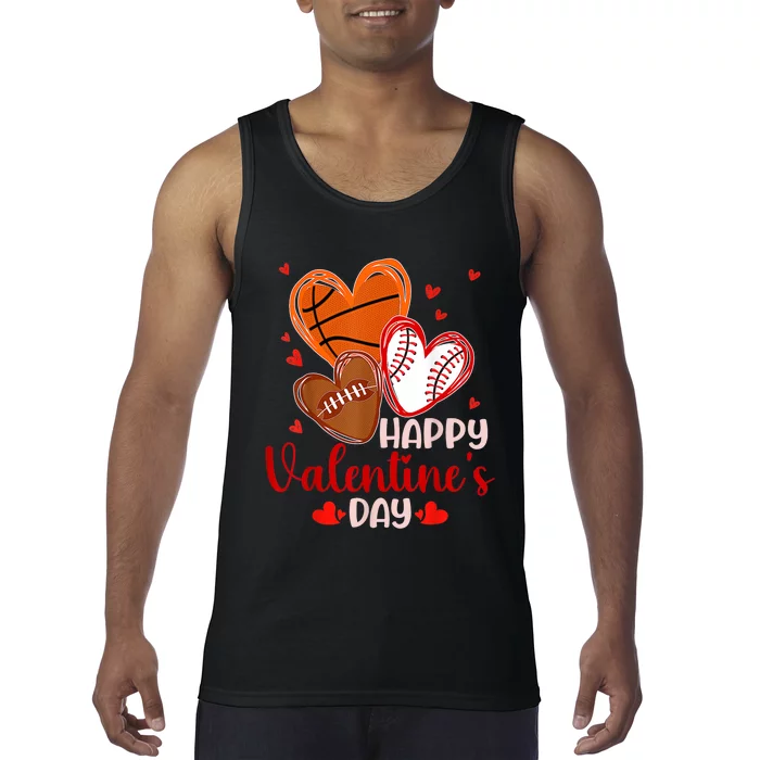 Happy Valentines Day Basketball Baseball Football Tank Top