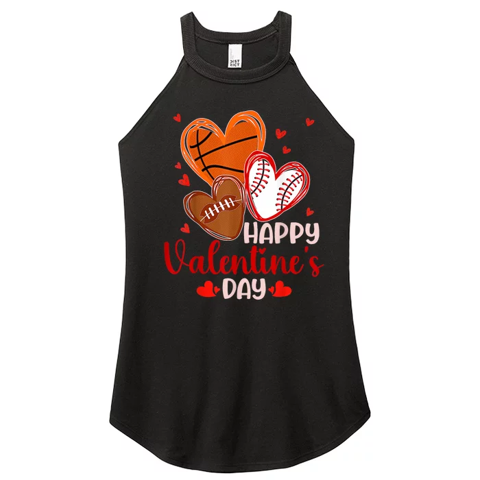 Happy Valentines Day Basketball Baseball Football Women’s Perfect Tri Rocker Tank