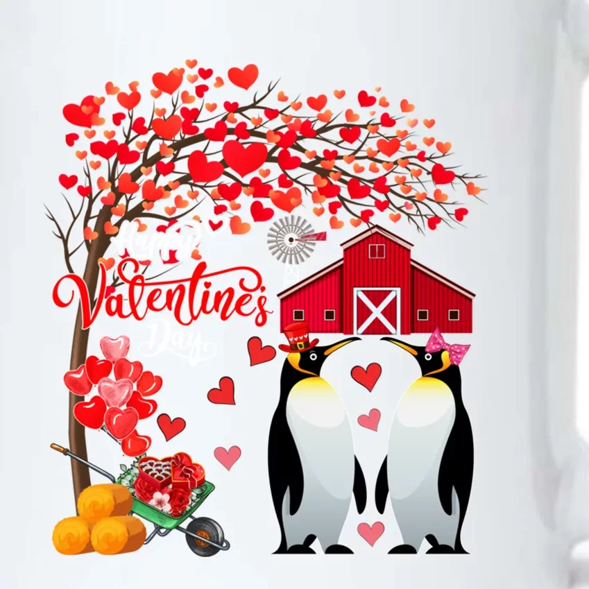 Happy Valentine's Day Cute Hearts Tree Couple Penguins Lover Meaningful Gift Black Color Changing Mug