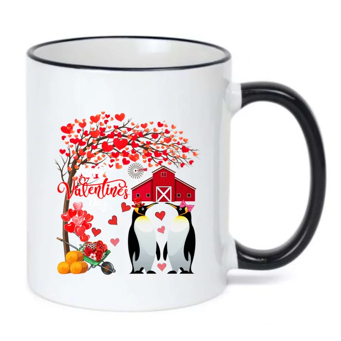 Happy Valentine's Day Cute Hearts Tree Couple Penguins Lover Meaningful Gift Black Color Changing Mug