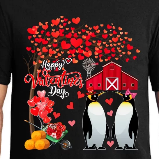 Happy Valentine's Day Cute Hearts Tree Couple Penguins Lover Meaningful Gift Pajama Set